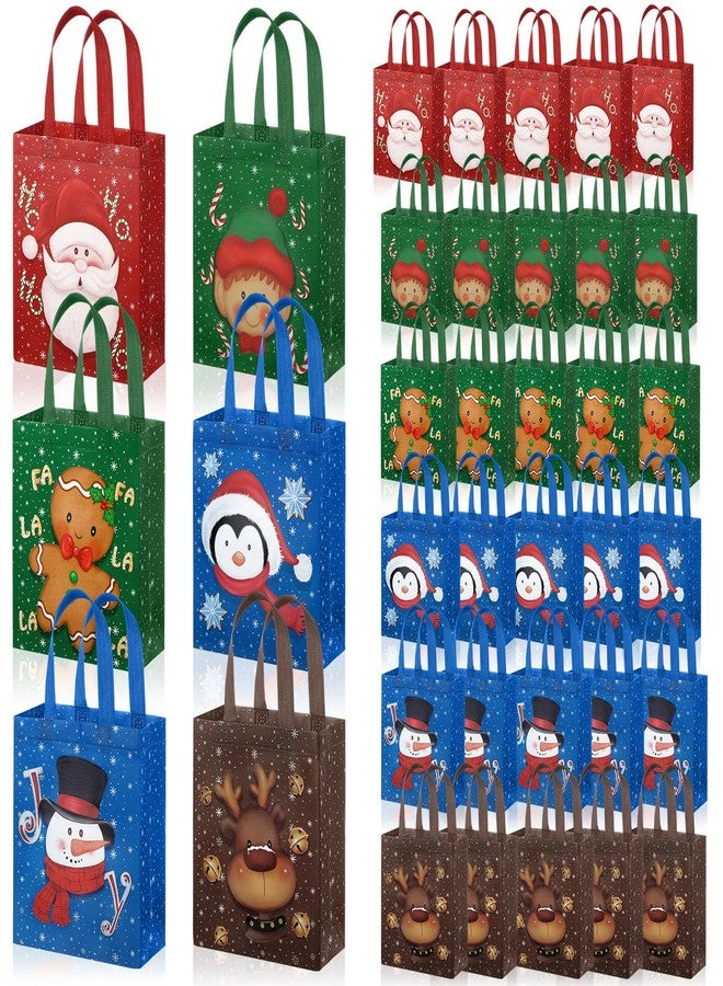 Clysee 36 Pcs Christmas Gift Bags with Handles Non Woven Fabric Reusable Treat Bags for Xmas Party, 6 Styles 10.2 x 8.3 Inches - Image 1